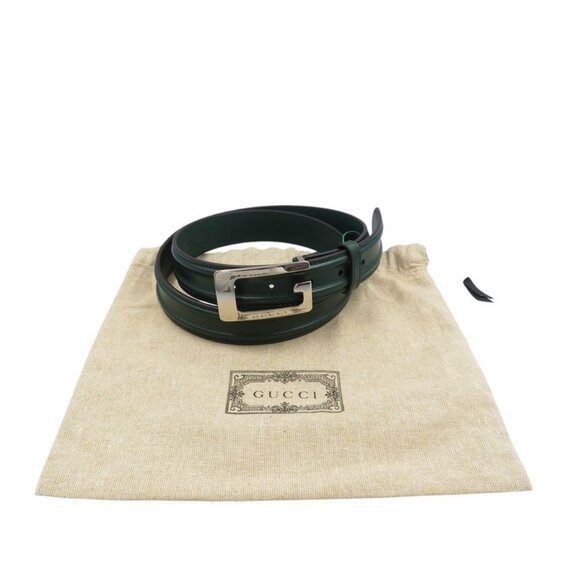 Gucci G Buckle Size 95 Leather Green Belt 0368 main image 4